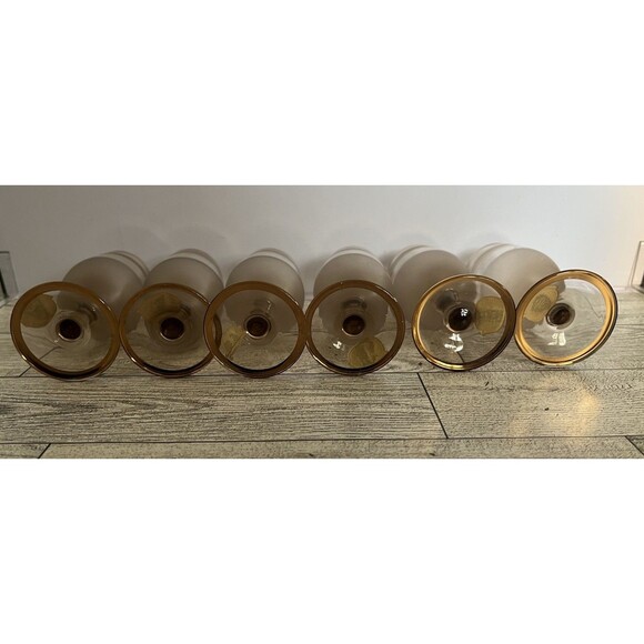 Vintage Bohemia Smoke Gray Frosted Gold Band Cordial Glasses Set of 6 Czech - Picture 7 of 7